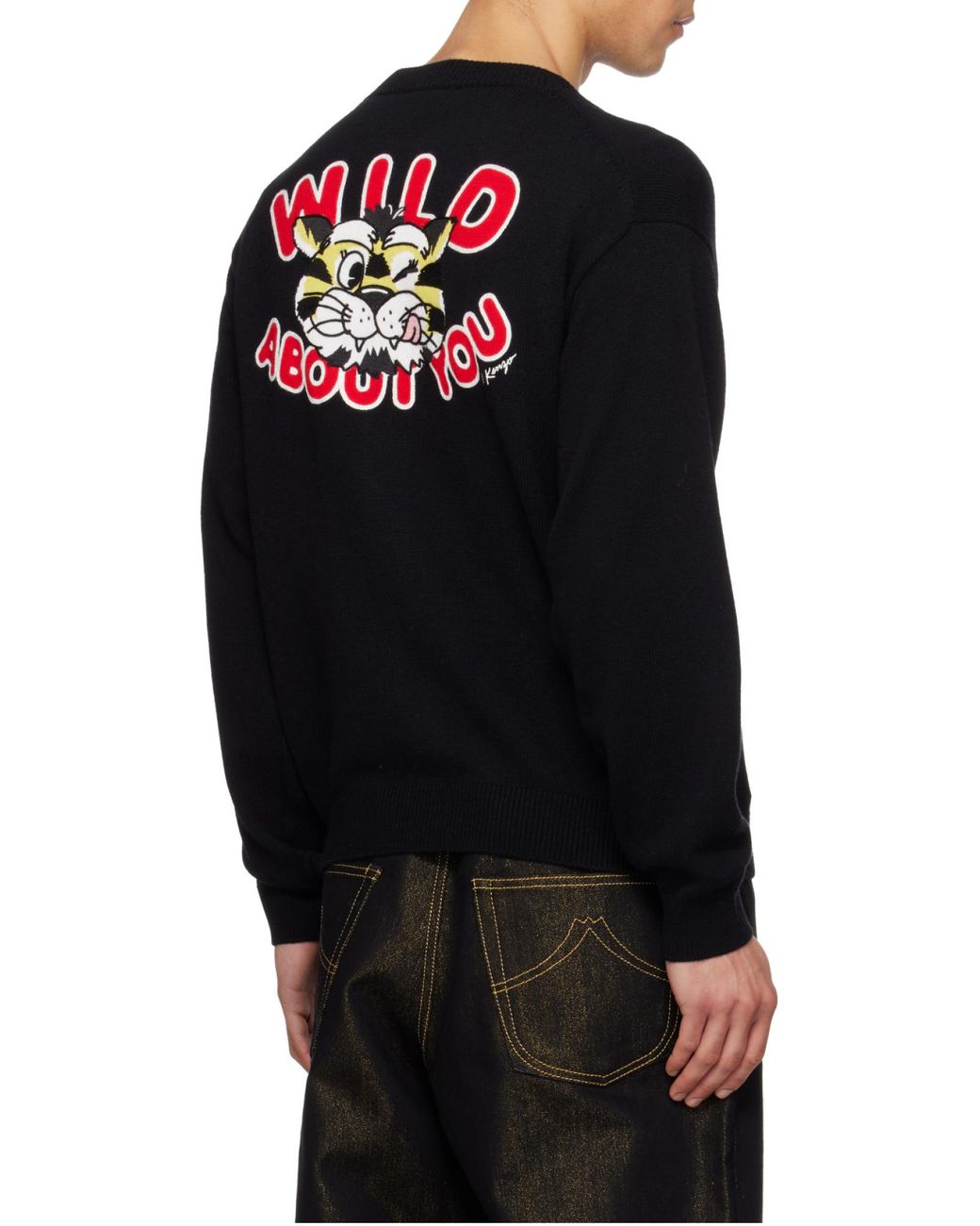 KENZO Black Wild Tiger Knitted Cardigan for men