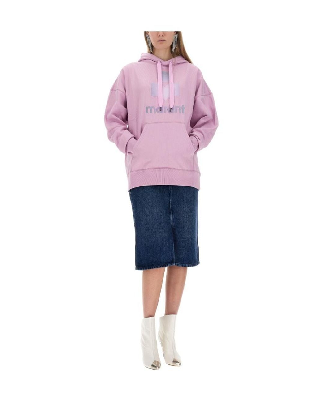 Isabel Marant Pink Isabel Marant Étoile Logo-Printed Drawstring Hoodie