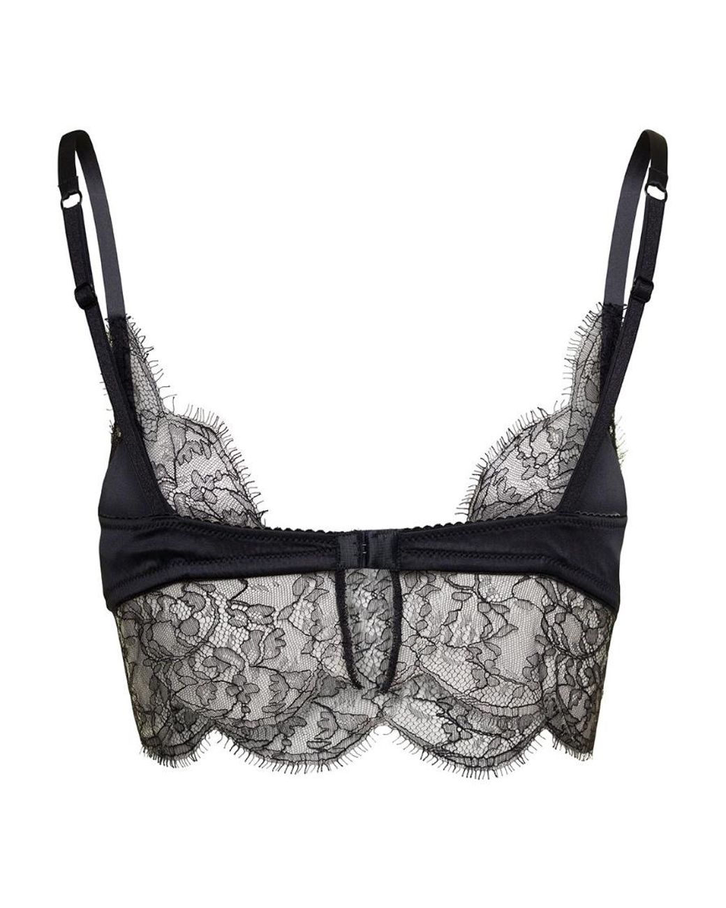 Dolce & Gabbana Gray Lace Satin Bra