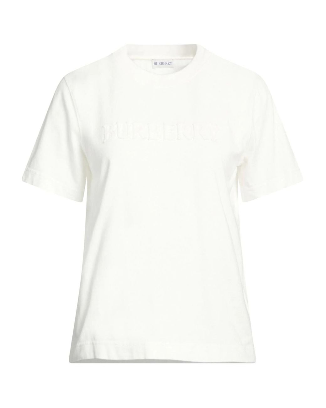 Burberry White Simple Solid-Color T-Shirt