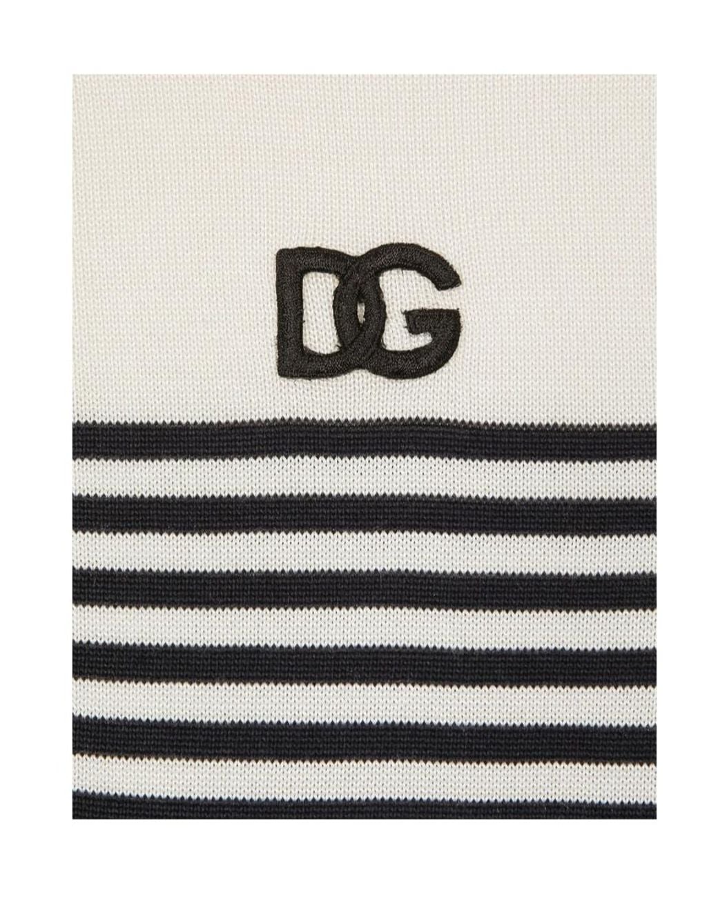 Dolce & Gabbana Black Dg Patch Striped Knitted Polo Shirt for men