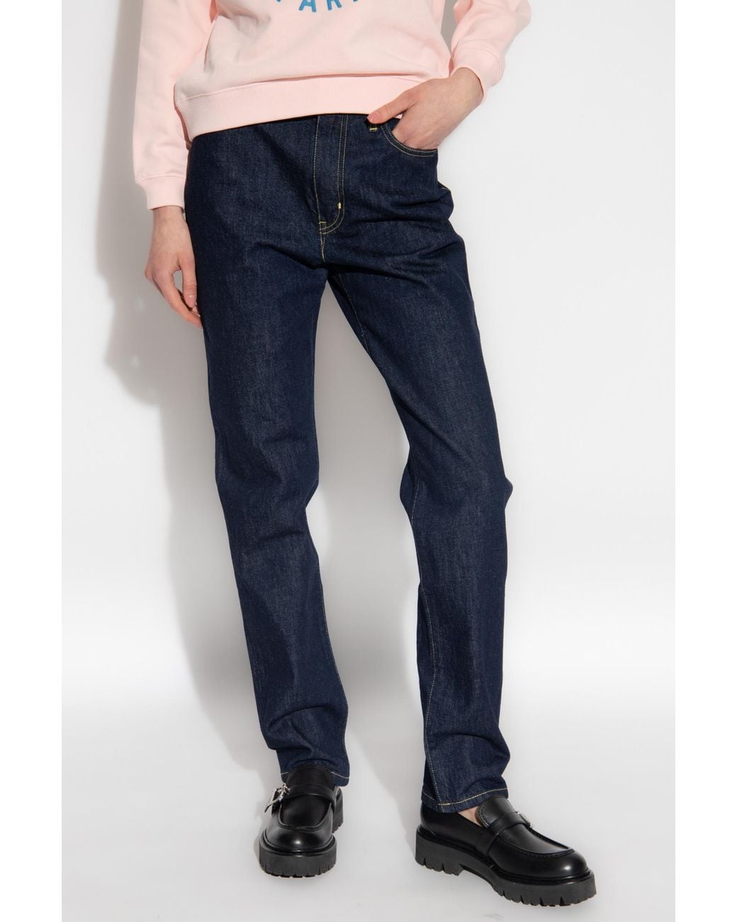 KENZO Blue Asagao Straight-Leg Mid-Rise Jeans
