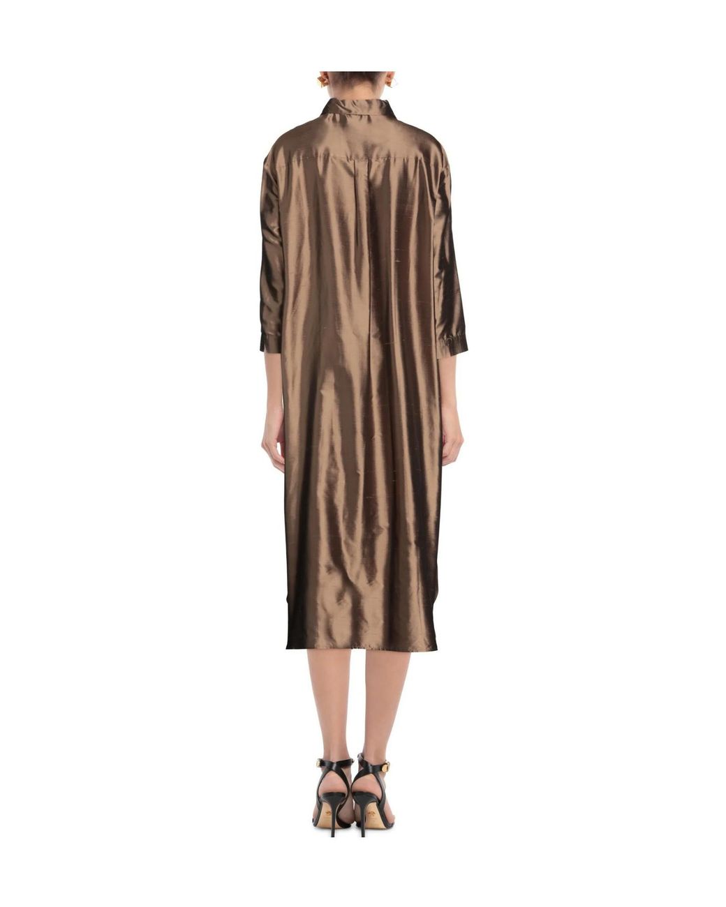 Max Mara Brown Simple Solid Color Shirt Dress