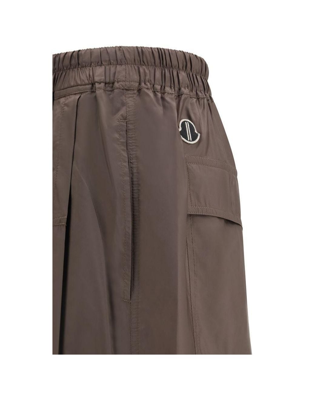 Moncler Black Moncler Rick Owens Logo Embroidered Drawstring Shorts for men