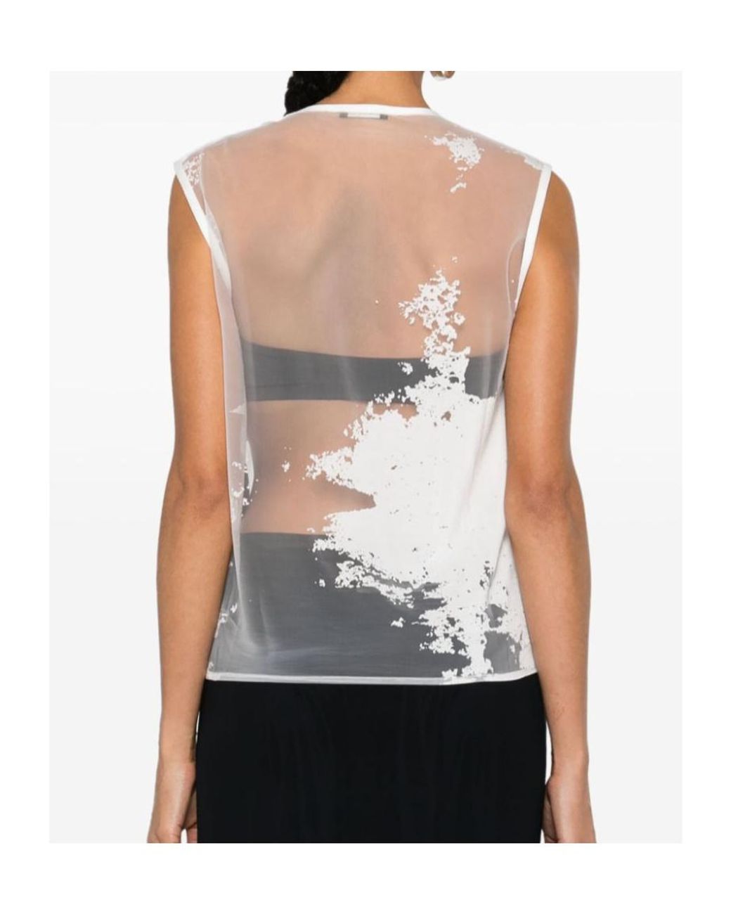 Ann Demeulemeester White Semi-Sheer Tank Top
