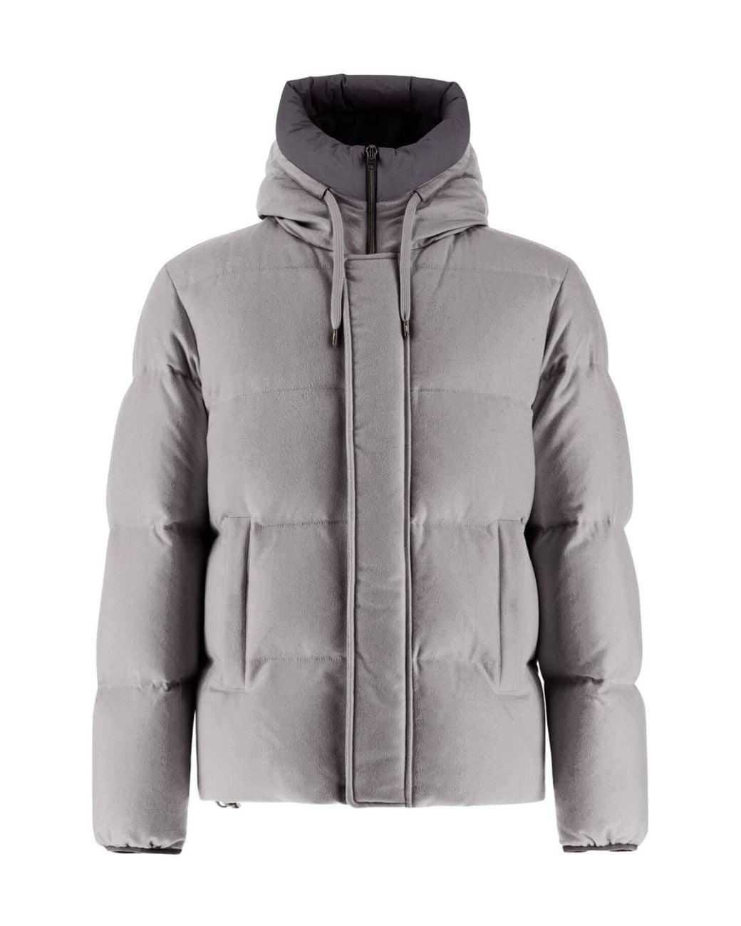 Herno Gray Long-Sleeved Hooded Down Jacket for men