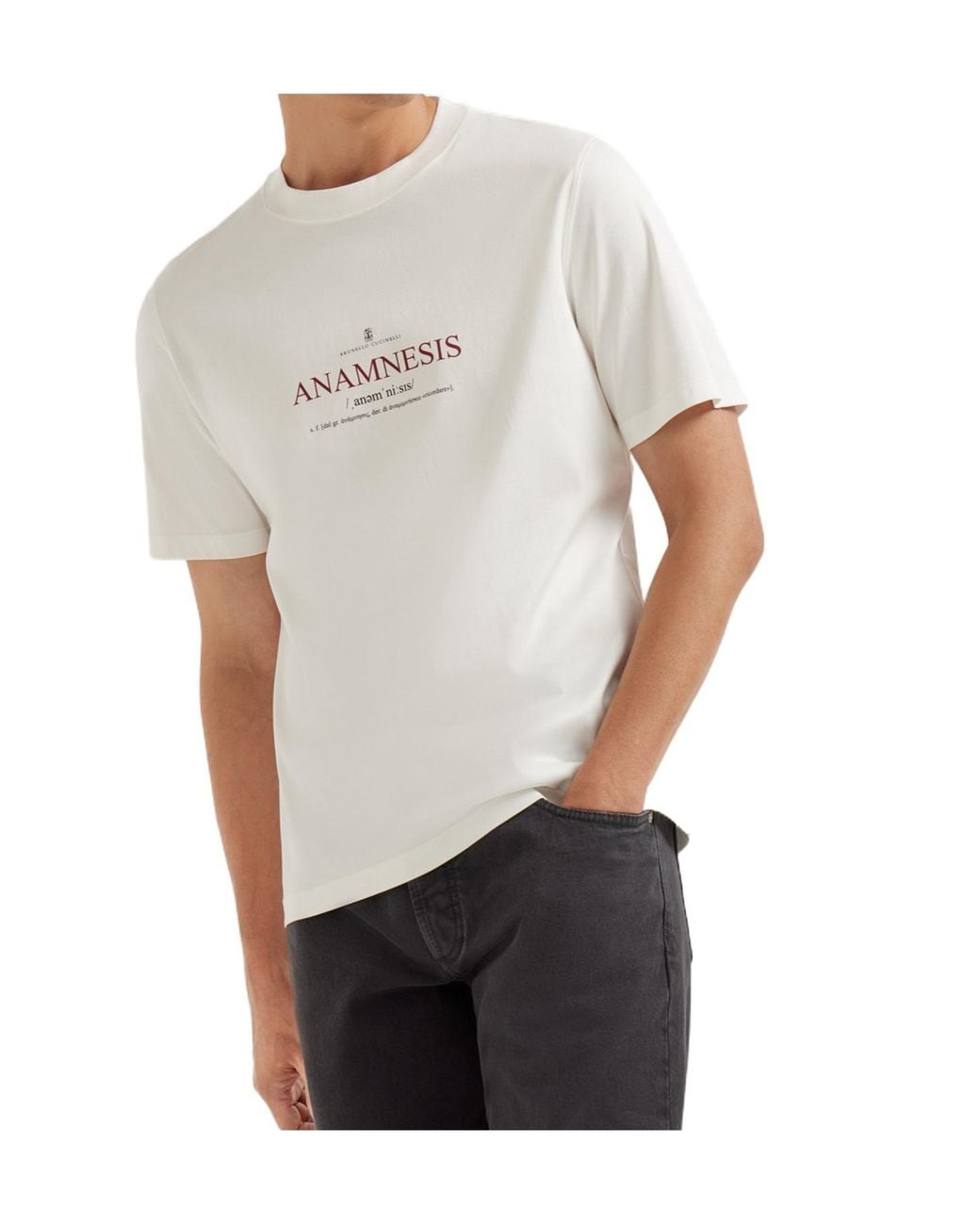 Brunello Cucinelli White Printed T-Shirt for men
