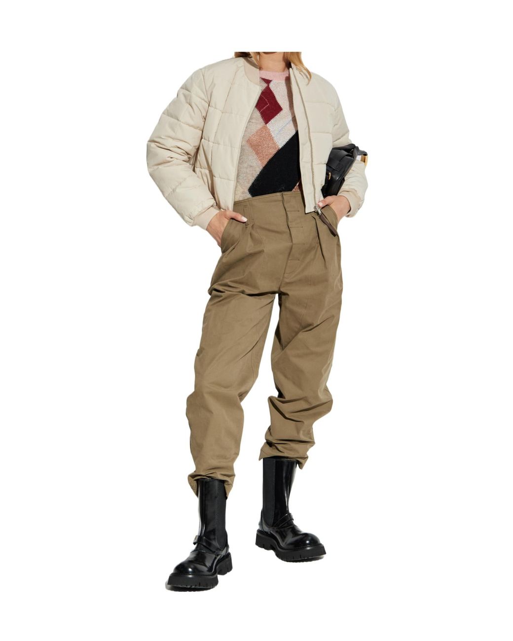 Moschino Natural Quilted Bomber Jacket