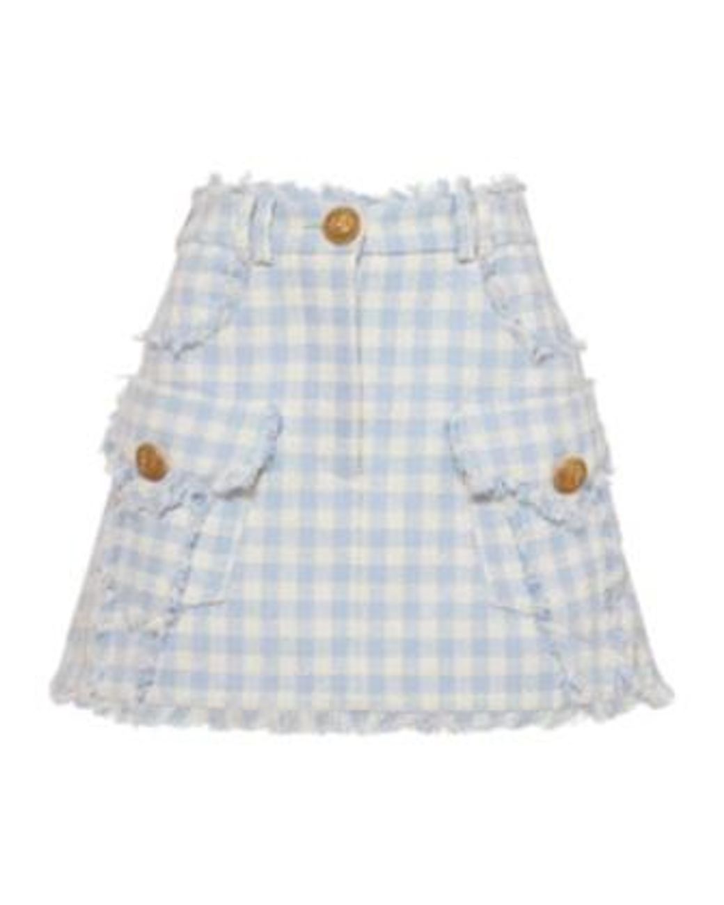 Balmain Blue Check Tweed Skirt