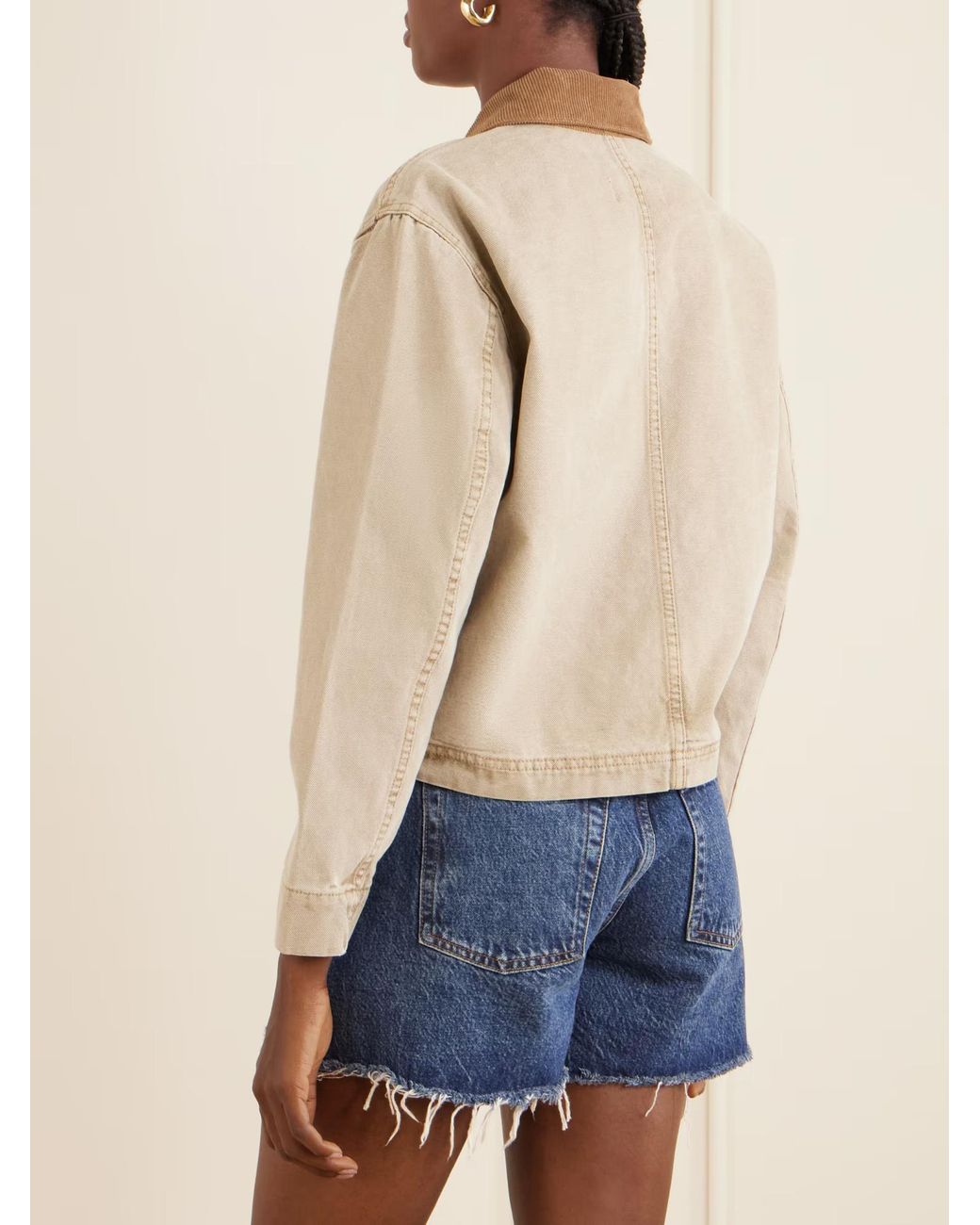SLVRLAKE Denim Natural Harley Crop Worker Casual Jacket