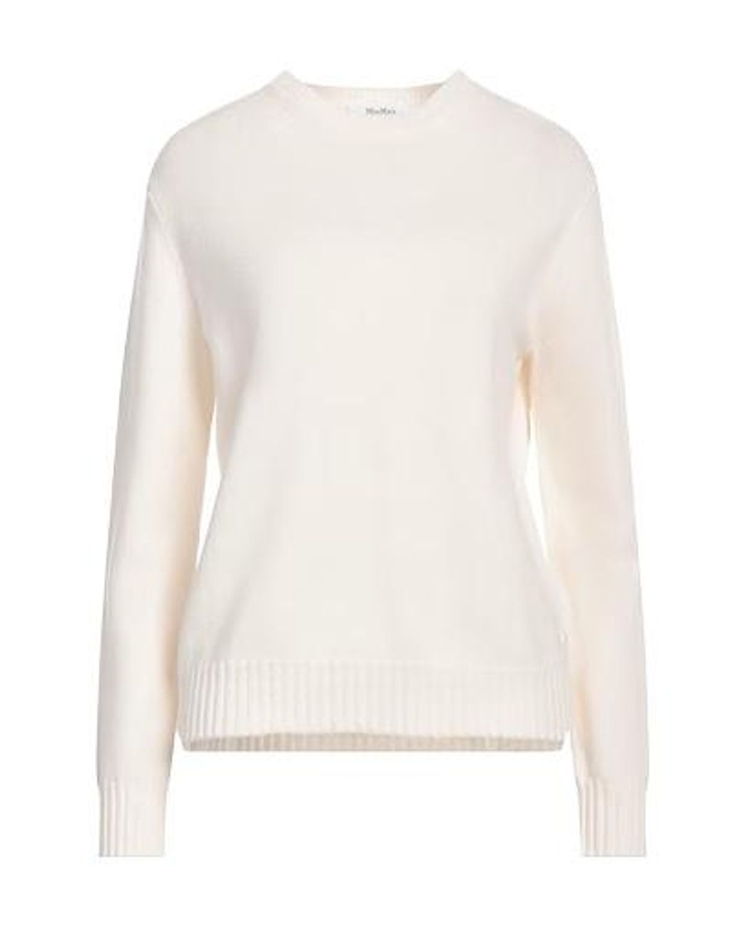 Max Mara White Minimal Solid Cashmere Sweater