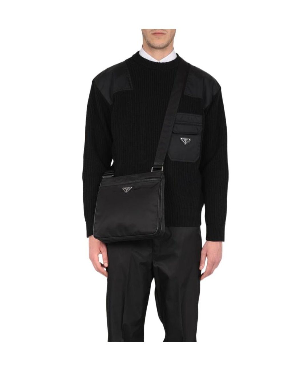 Prada Black Re-Nylon And Saffiano Shoulder Bag for men