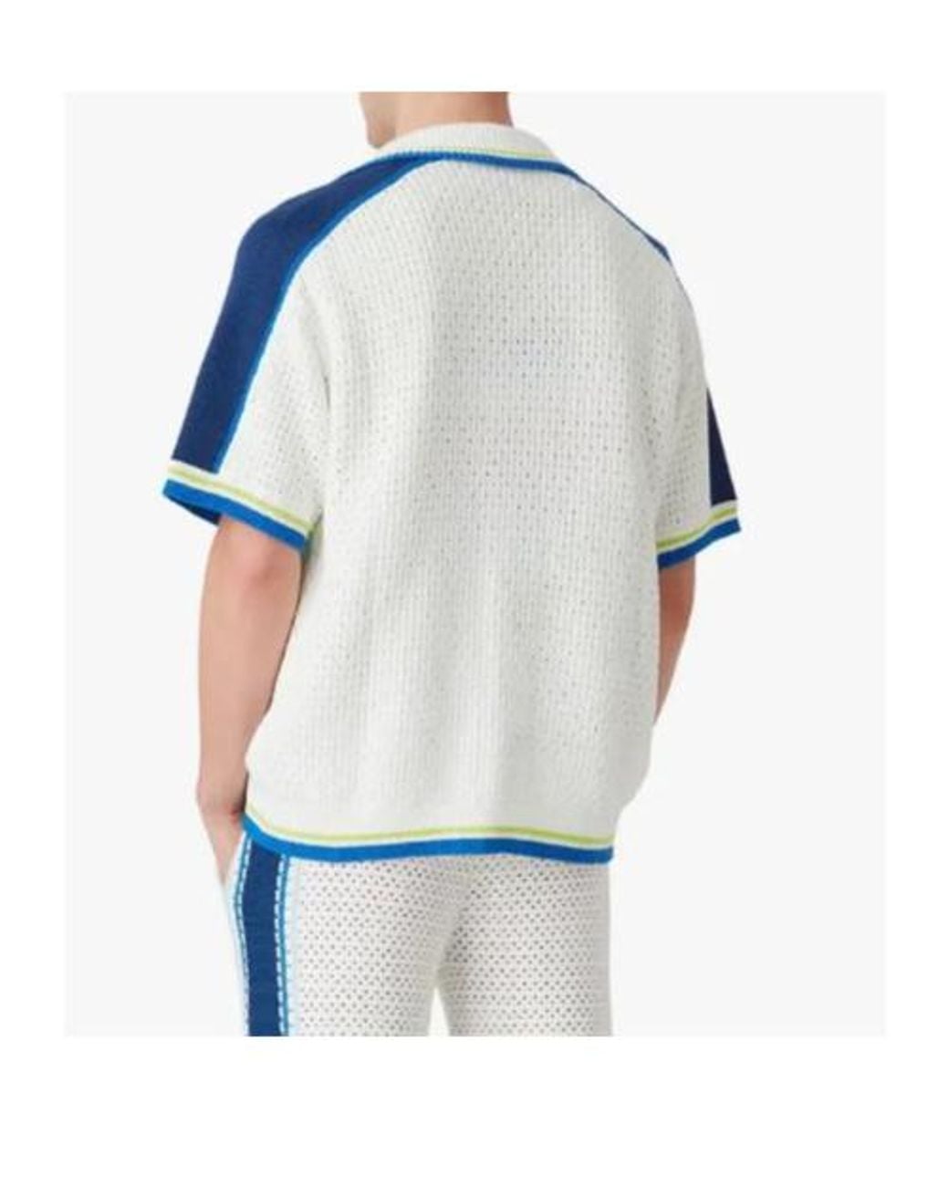 Casablanca Blue Short Sleeve Camp Collar Knit Shirt for men