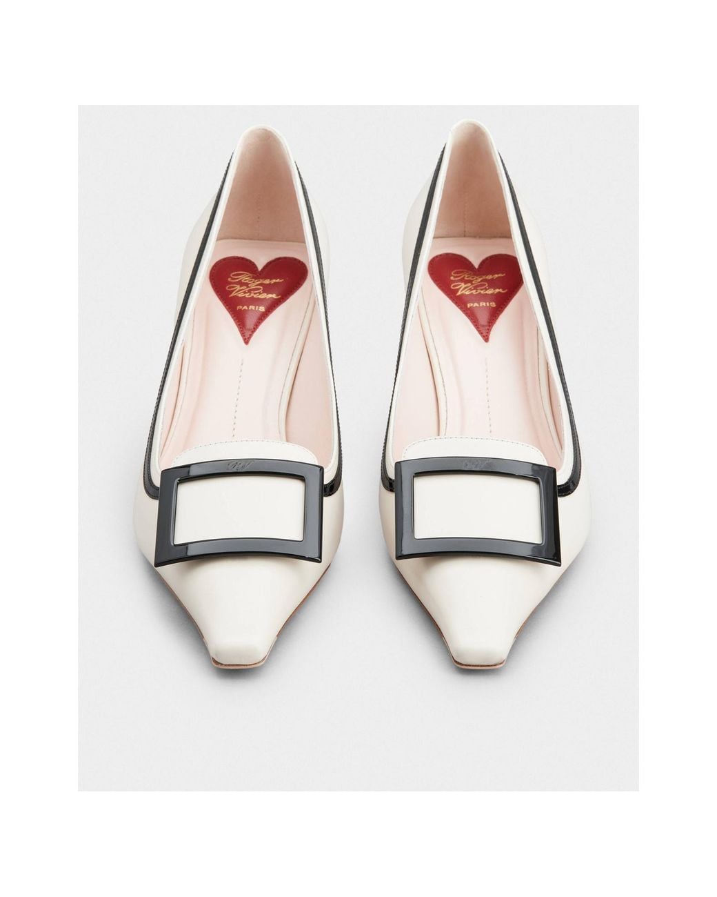 Roger Vivier White Viv Canard Leather Pumps