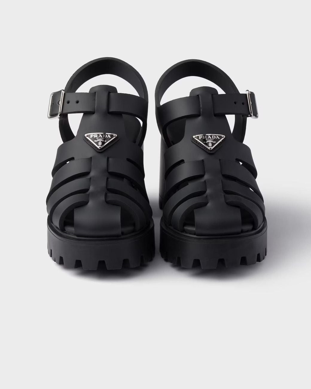 Prada Black Rubber Platform Sandals