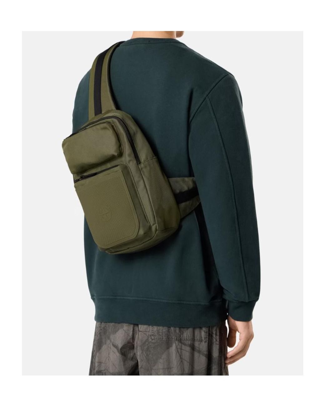 Stone Island Green Compact Canvas Backpack for men