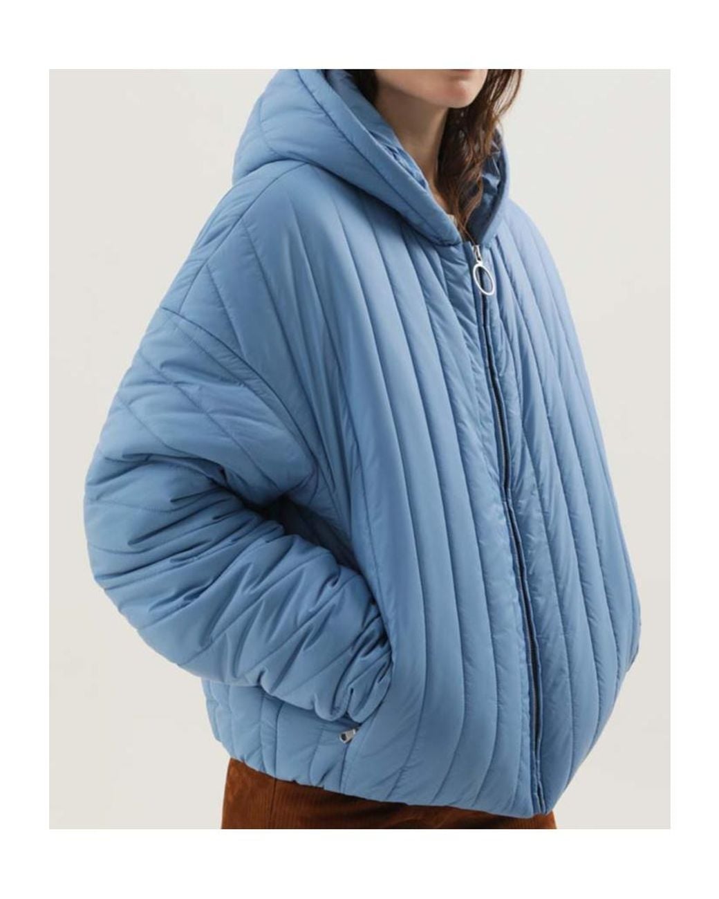 1989 STUDIO Blue Quilted Hooded Coat