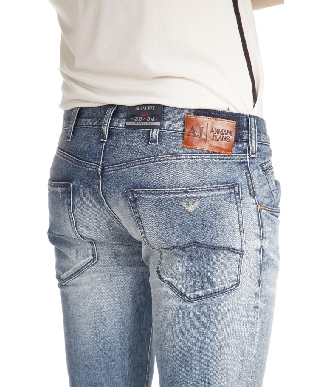 Armani Jeans Blue Logo Logo Denim Trousers for men