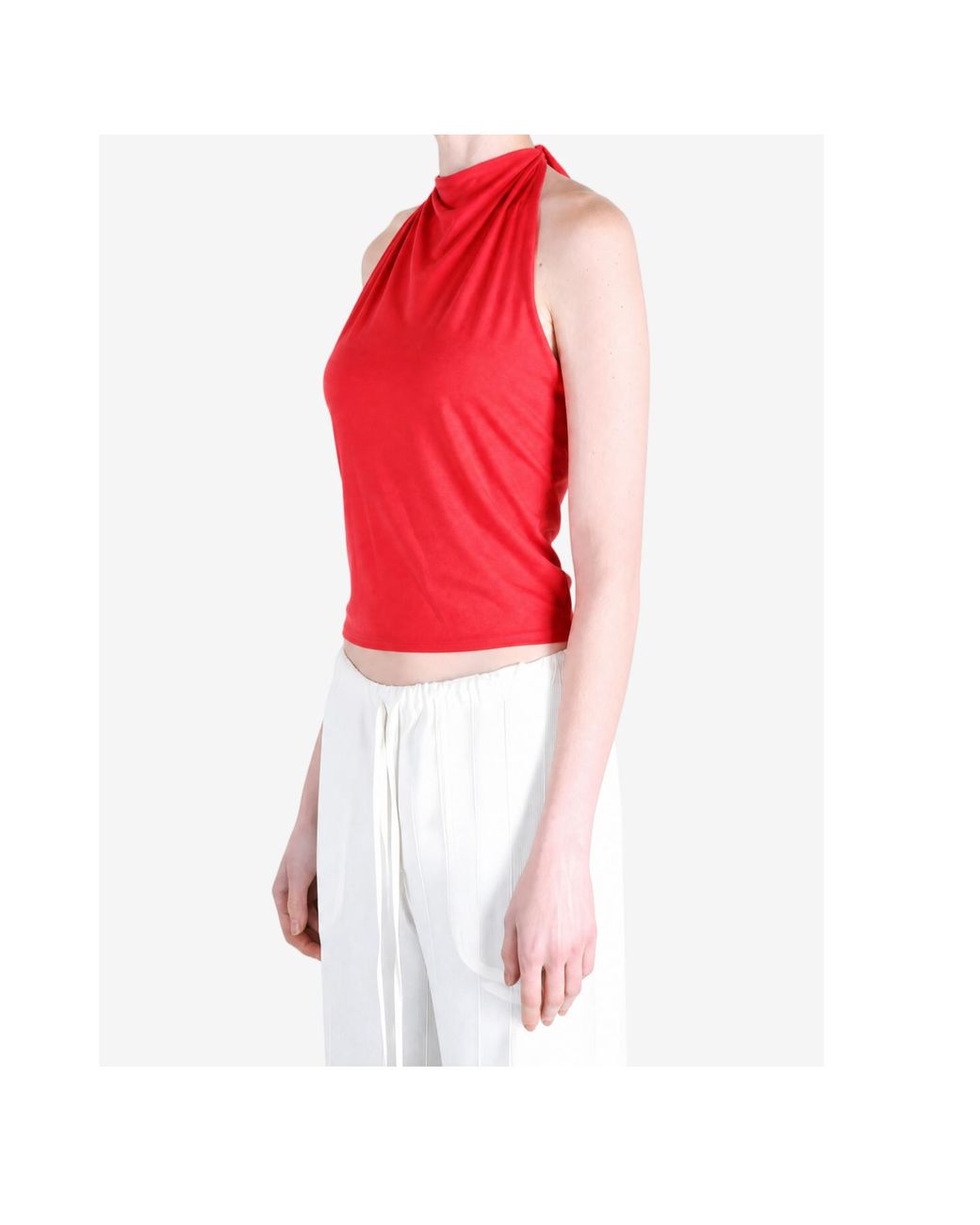 Amomento Red Jersey Halter Neck Top
