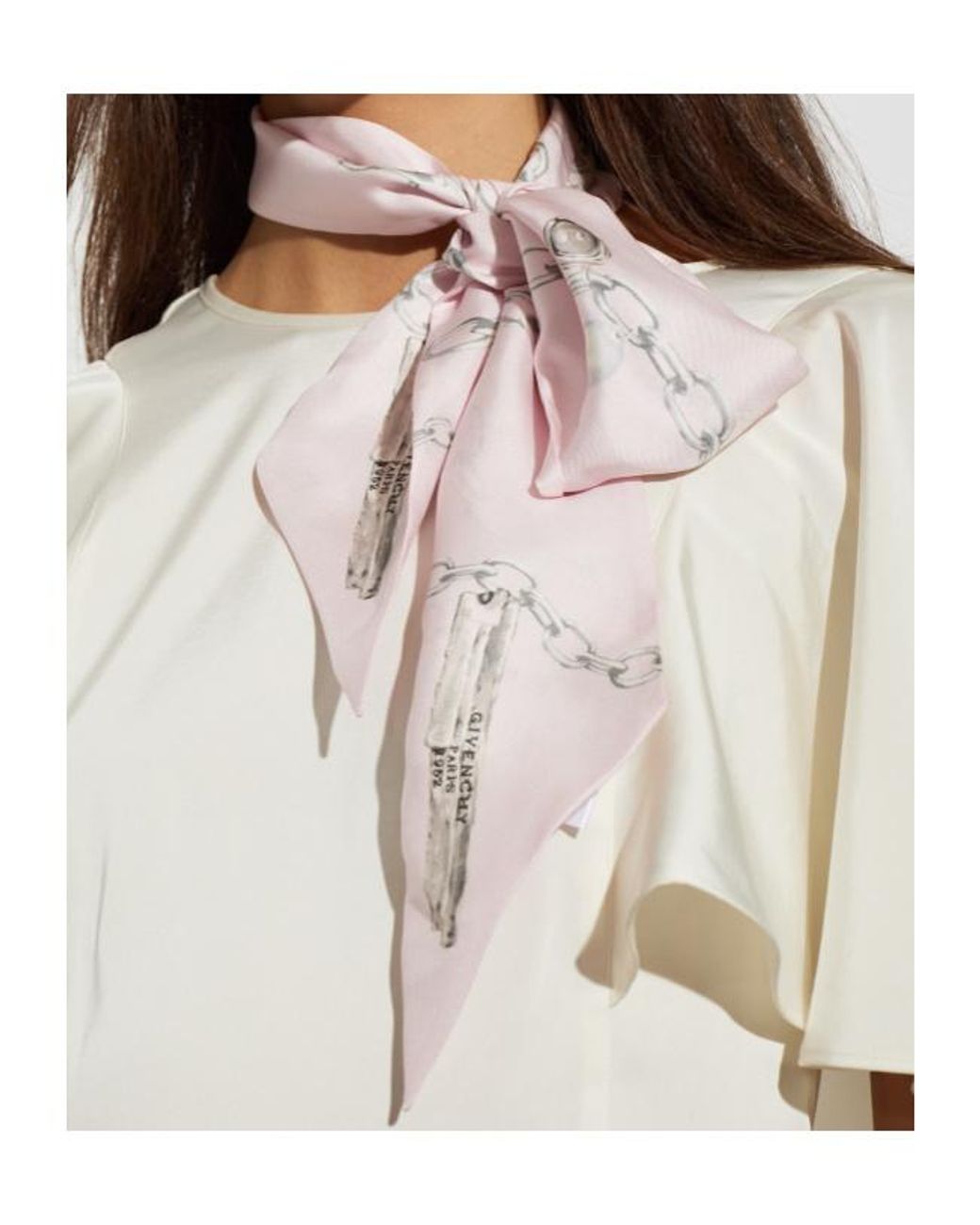 Givenchy White Pointed Silk Scarf
