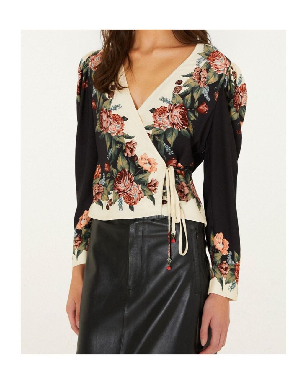 Farm Rio Multicolor Wrap Floral Blouse