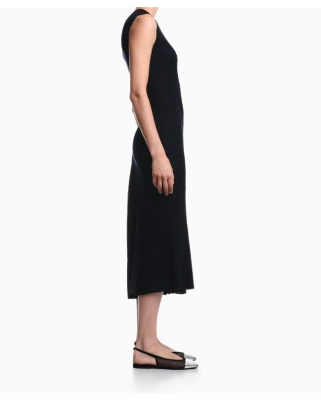 Emporio Armani Blue Pleated Insert Knit Dress