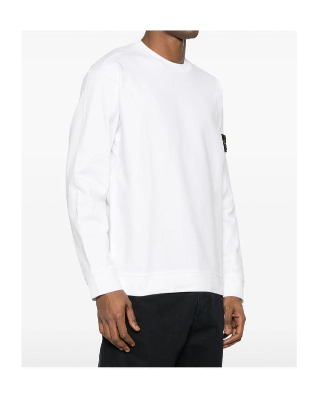 Stone Island White Compass Cotton Sweatshirt for men