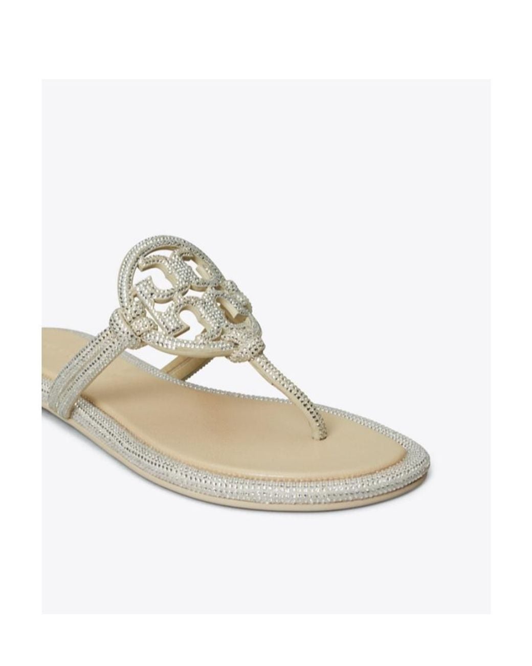 Tory Burch Metallic Miller Pavé Embellished Thong Slippers
