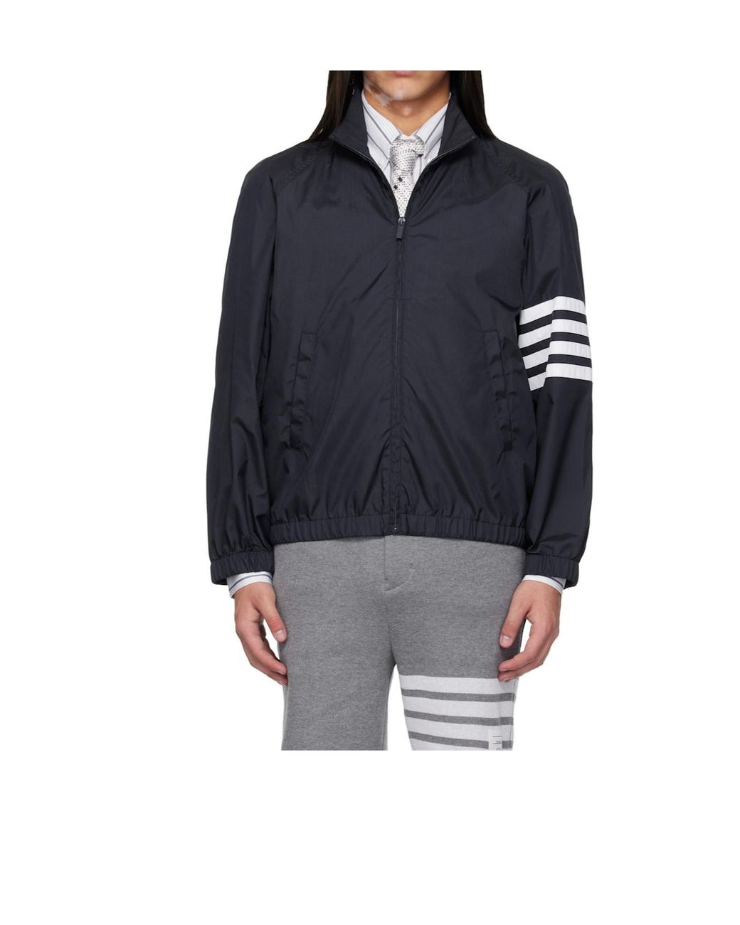 Thom Browne Blue 4-Bar Stripe Zipped Jacket for men