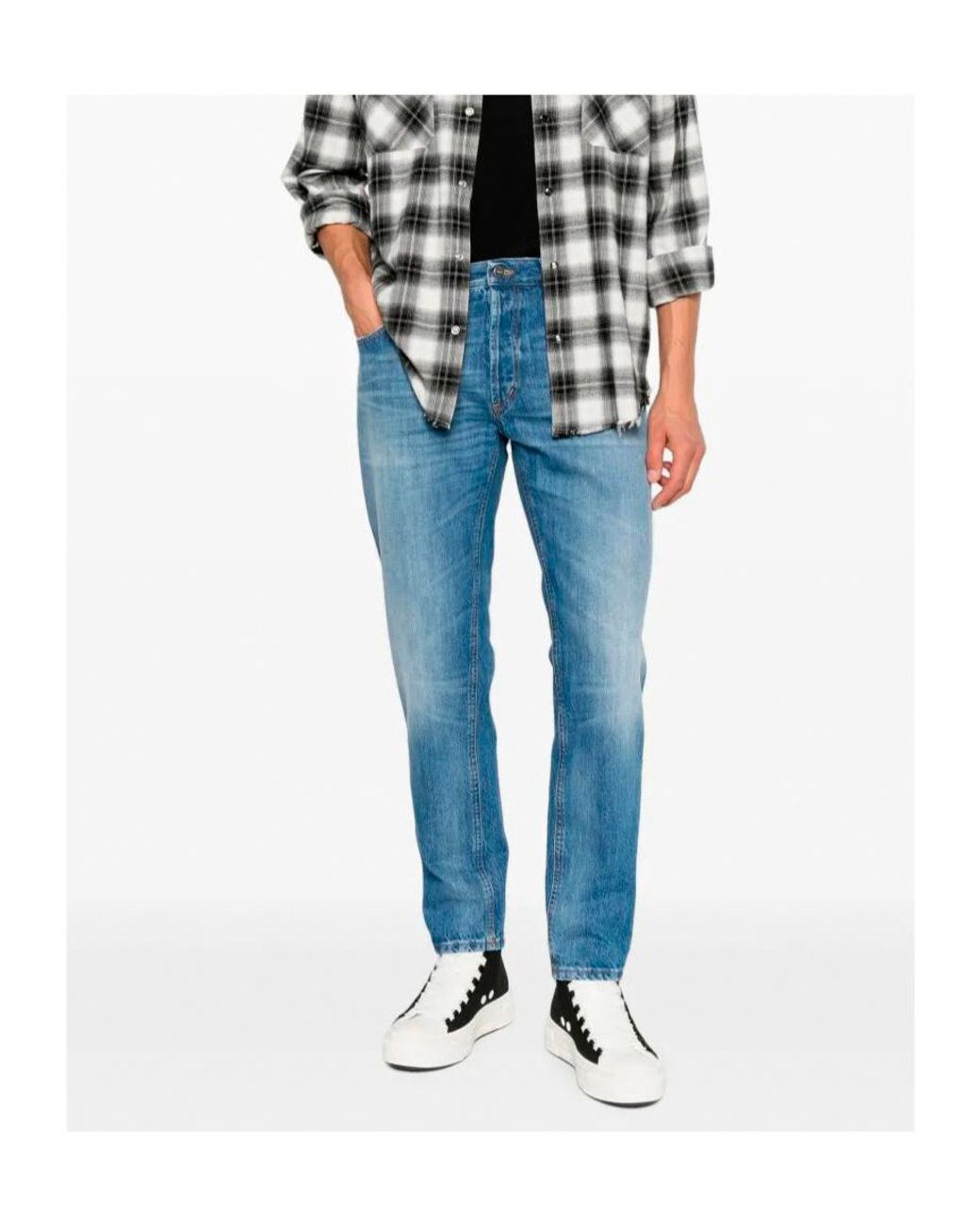 Dondup Blue Brighton Faded Straight-Leg Jeans for men