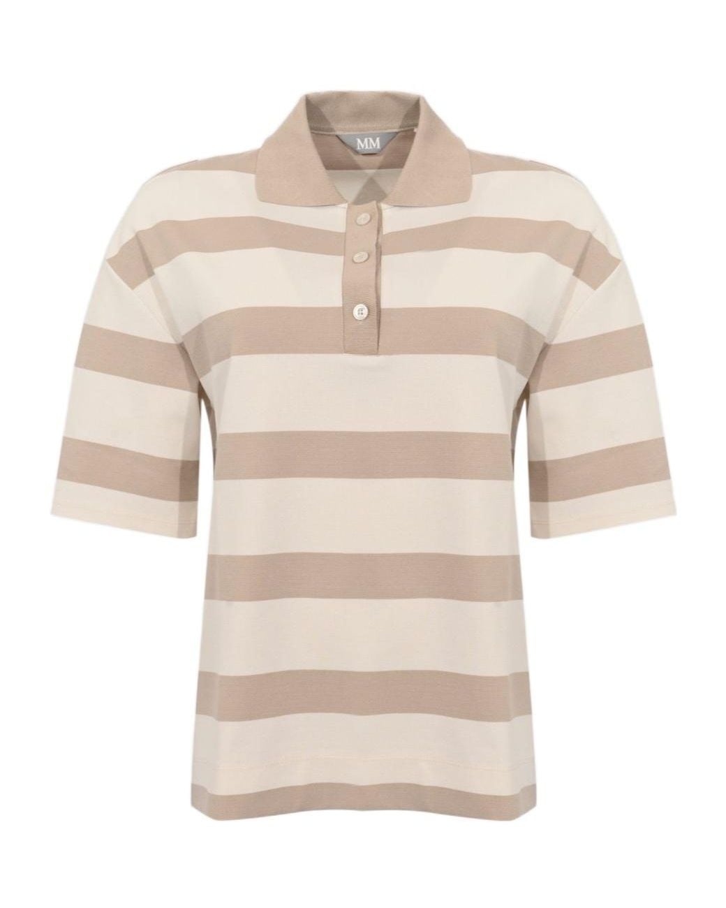Max Mara Natural Striped Cotton Polo Shirt