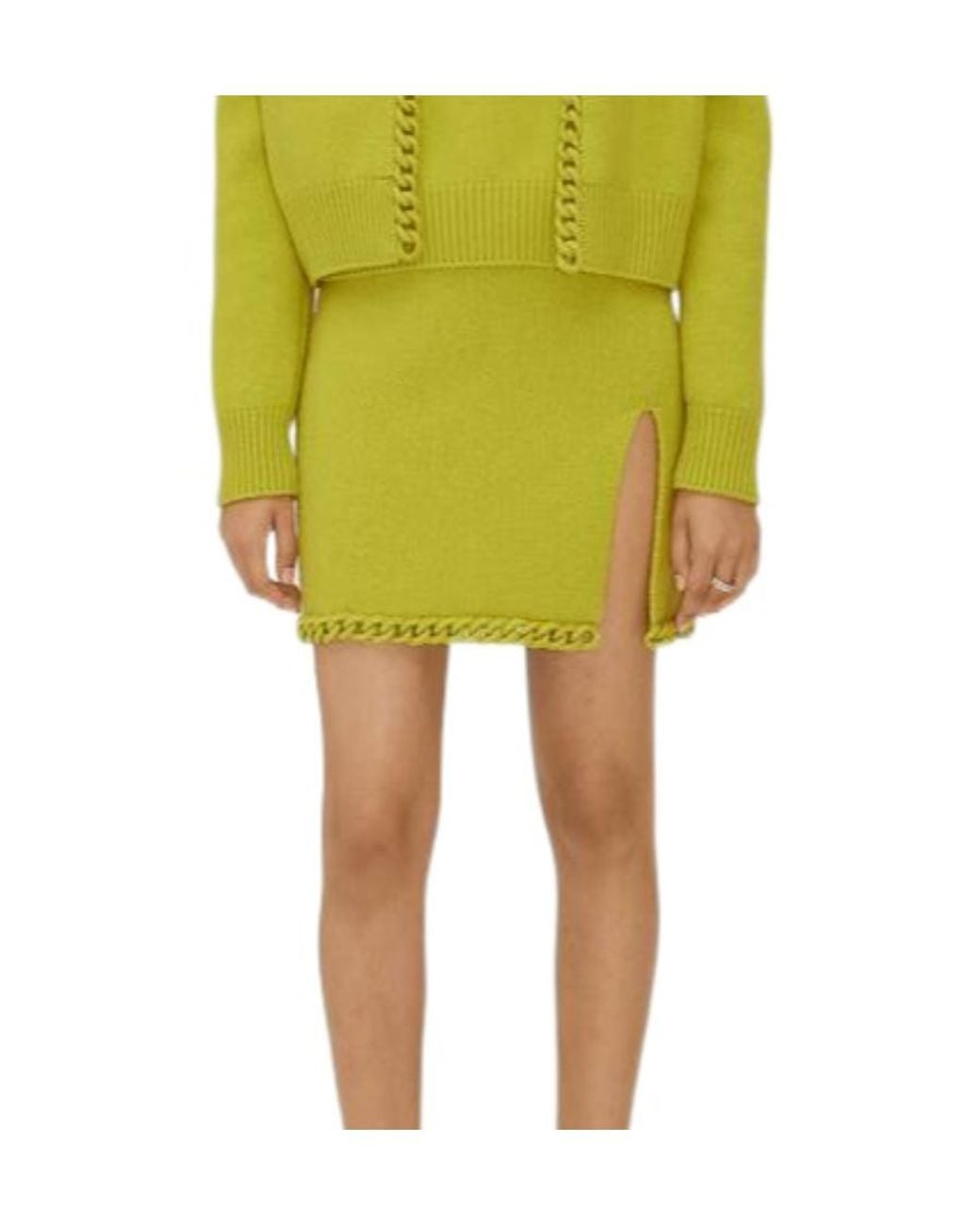 Bottega Veneta Yellow High-Waisted Knit Mini Skirt