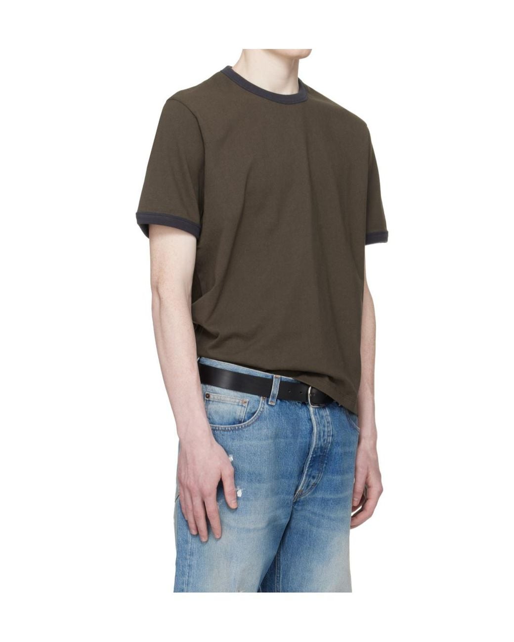 Jeanerica Brown Contrast-Trim T-Shirt for men