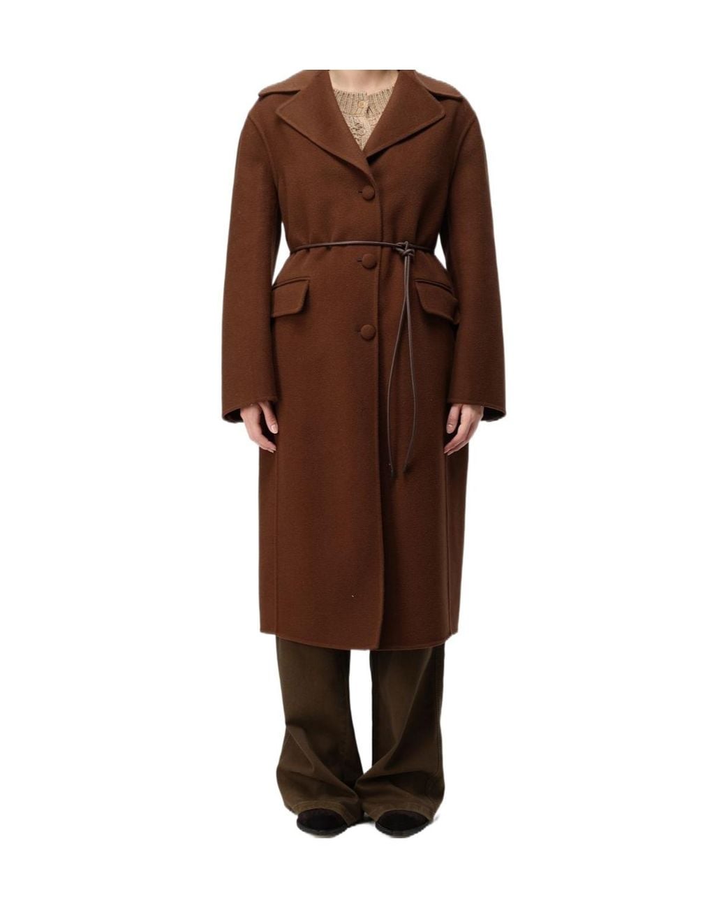 Ermanno Scervino Brown Single-Breasted Flap-Pocket Coat