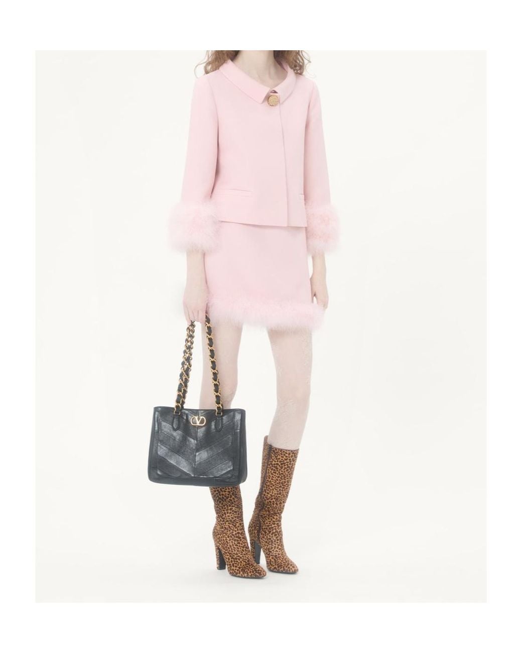 Valentino Pink Crepe Couture Jacket With Feathers