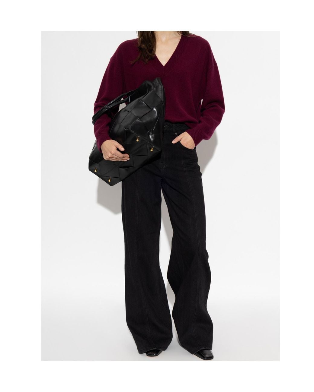 Anine Bing Purple Lee V-Neck Knitted Sweater