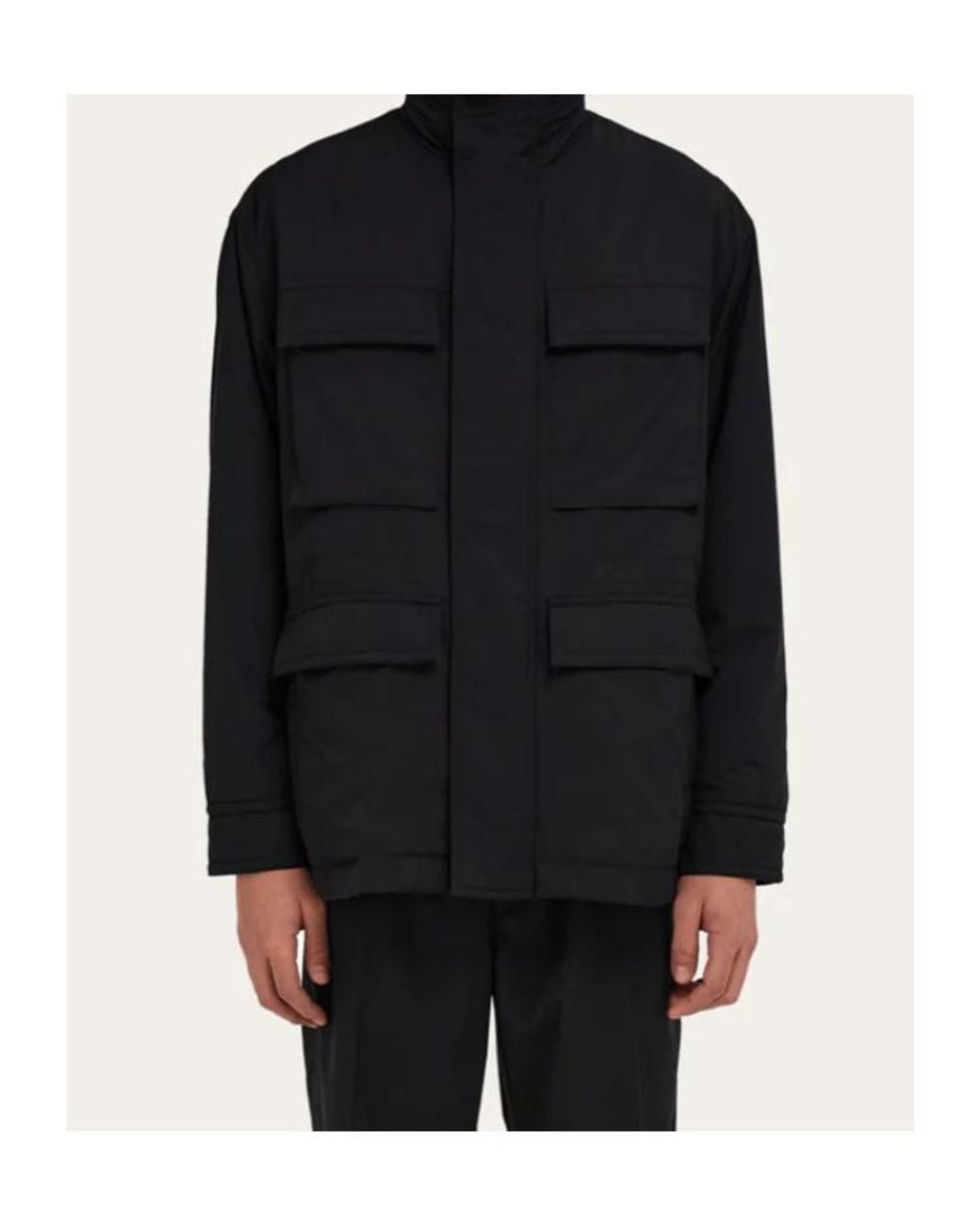 Ferragamo Black Ferragamo Long-Sleeved Padded Jacket for men