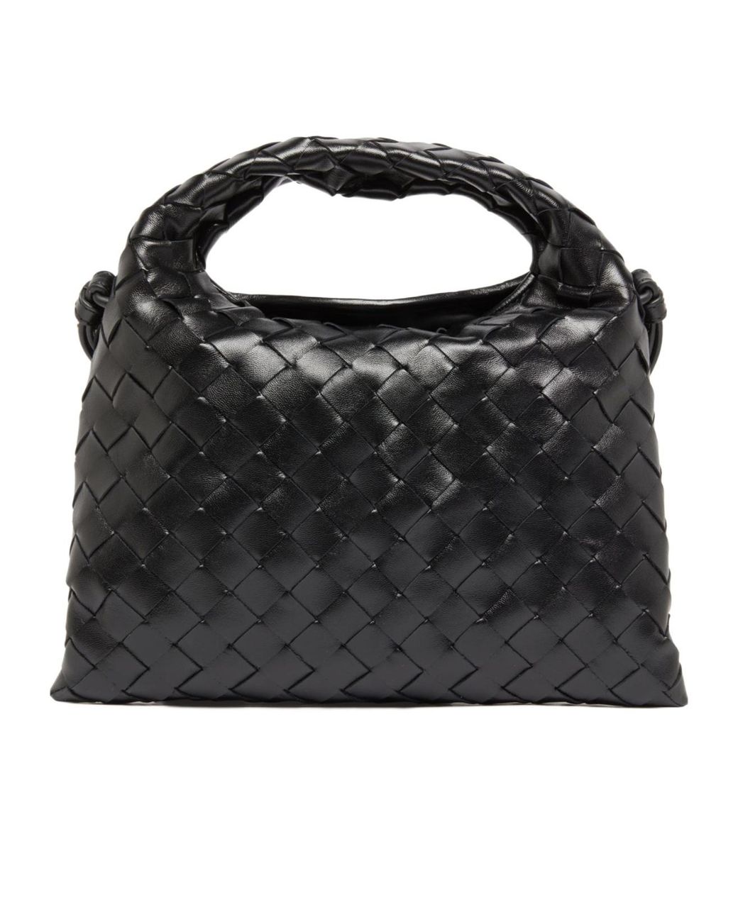 Bottega Veneta Black Woven Detail Shoulder Bag