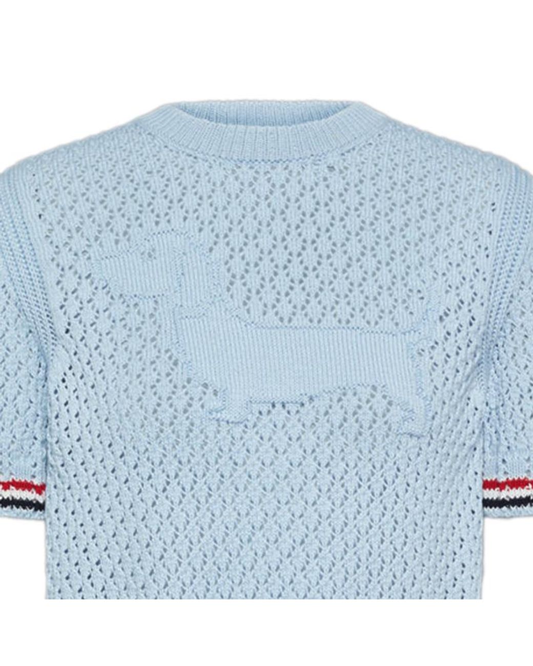 Thom Browne Blue Hector Pointelle Knitted T-Shirt