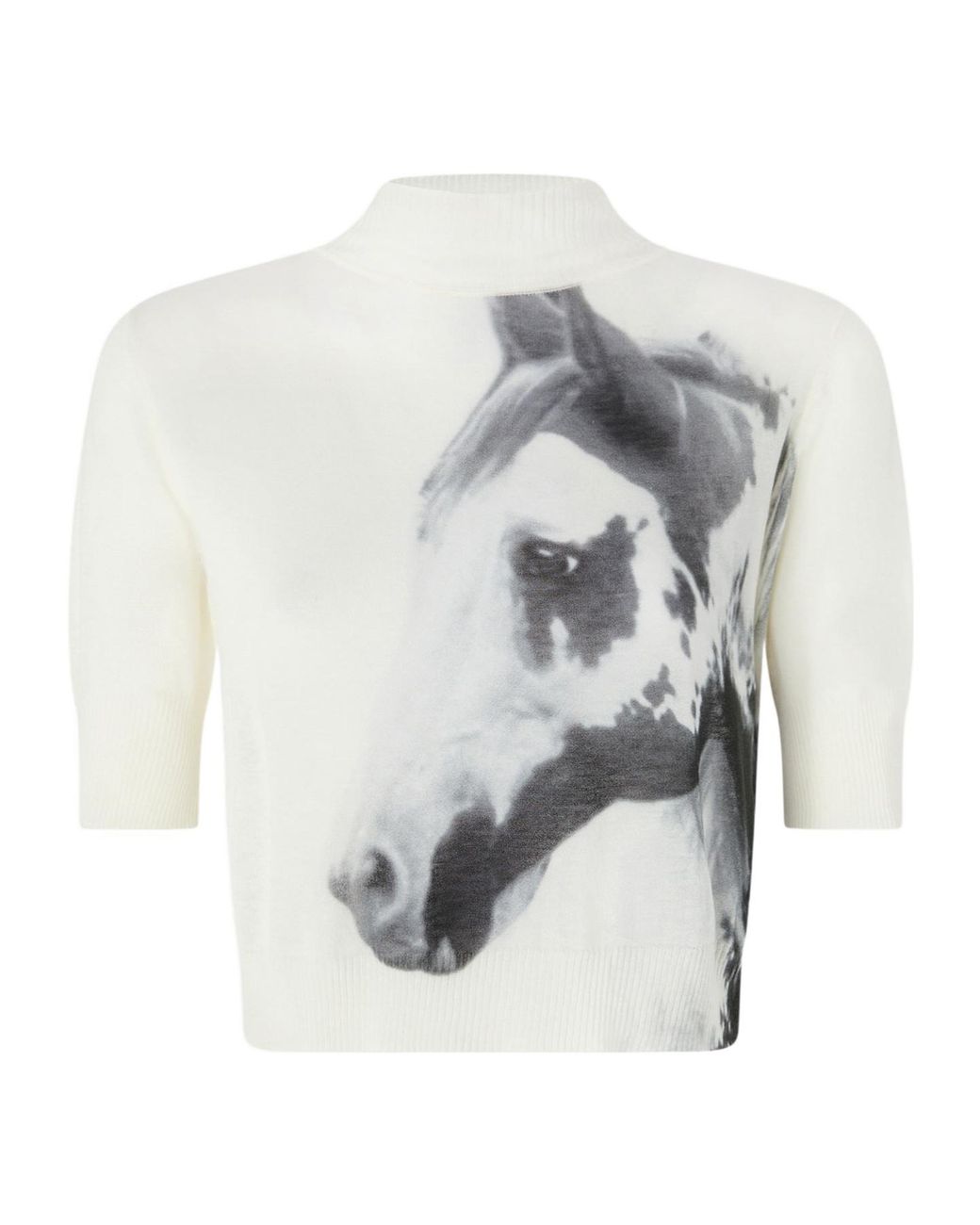 Pinko White Horse-Print Knit Top