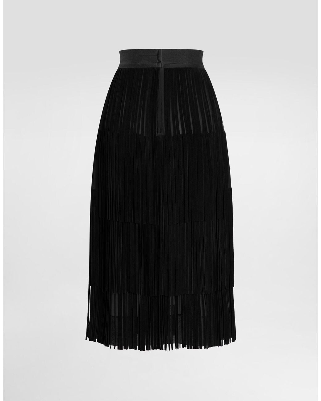 Dolce & Gabbana Black Silk Organza Midi Skirt