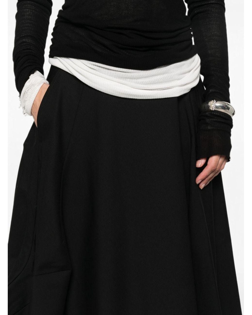 Comme des Garçons Black Comme Des Garçons Asymmetric Hem Midi Skirt