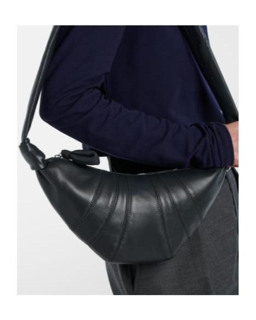 Lemaire White Croissant Small Leather Bag