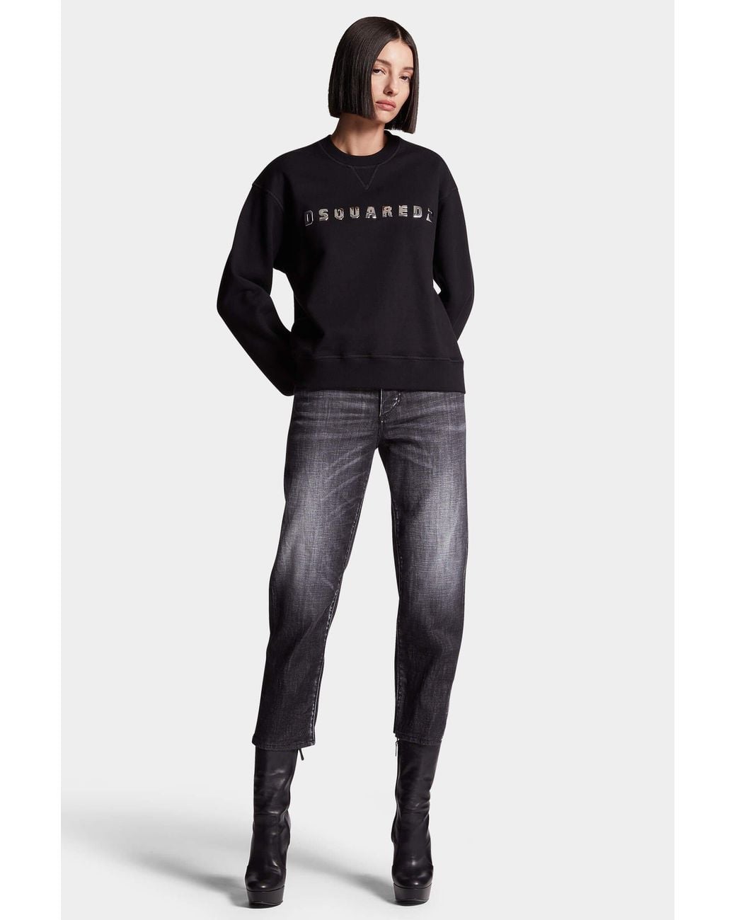 DSquared² Black Logo Detailed Crewneck Sweatshirt