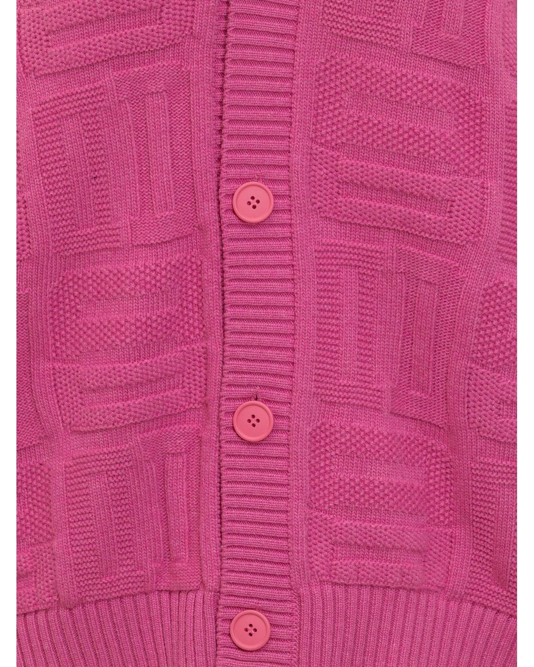 Ambush Pink Monogram-Knitted Buttoned V-Neck Cardigan for men