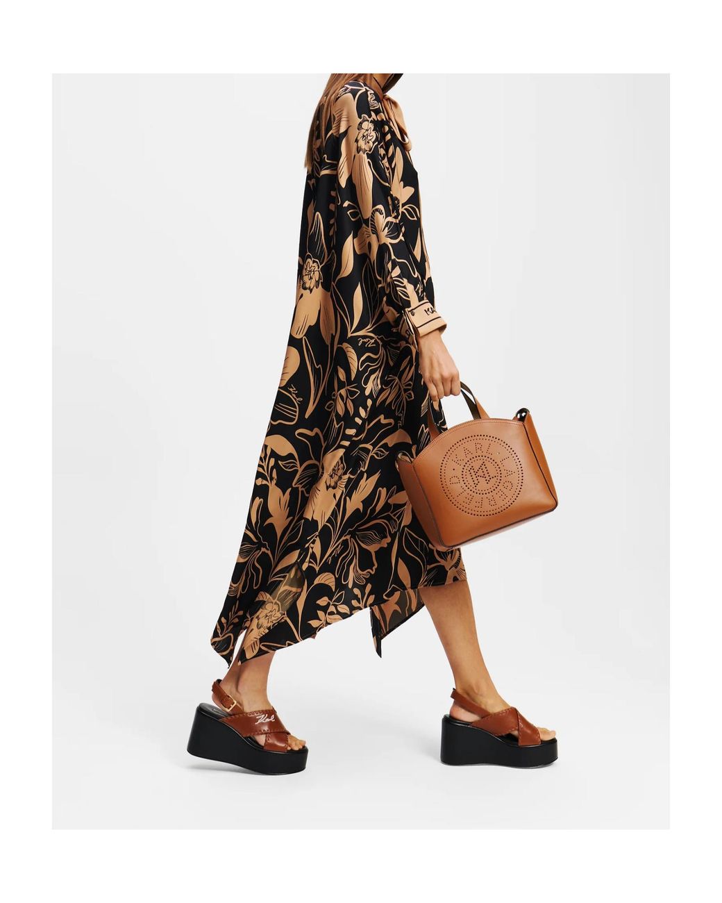 Karl Lagerfeld Brown Small K/Circle Bag