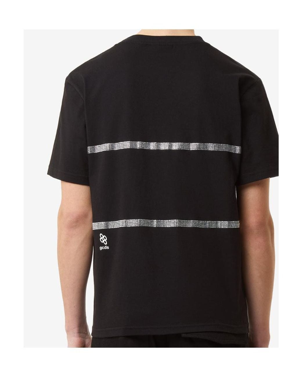 Gcds Black Embellished Crewneck T-Shirt for men