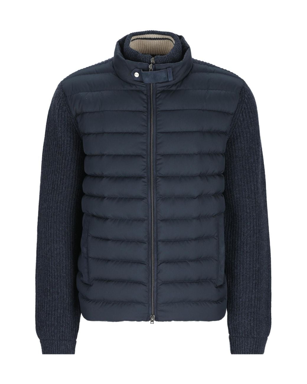 Herno Blue Quilted Knit Hybrid Jacket for men