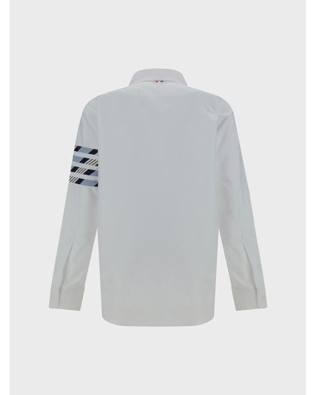 Thom Browne White Bar Striped Buttoned Shirt for men