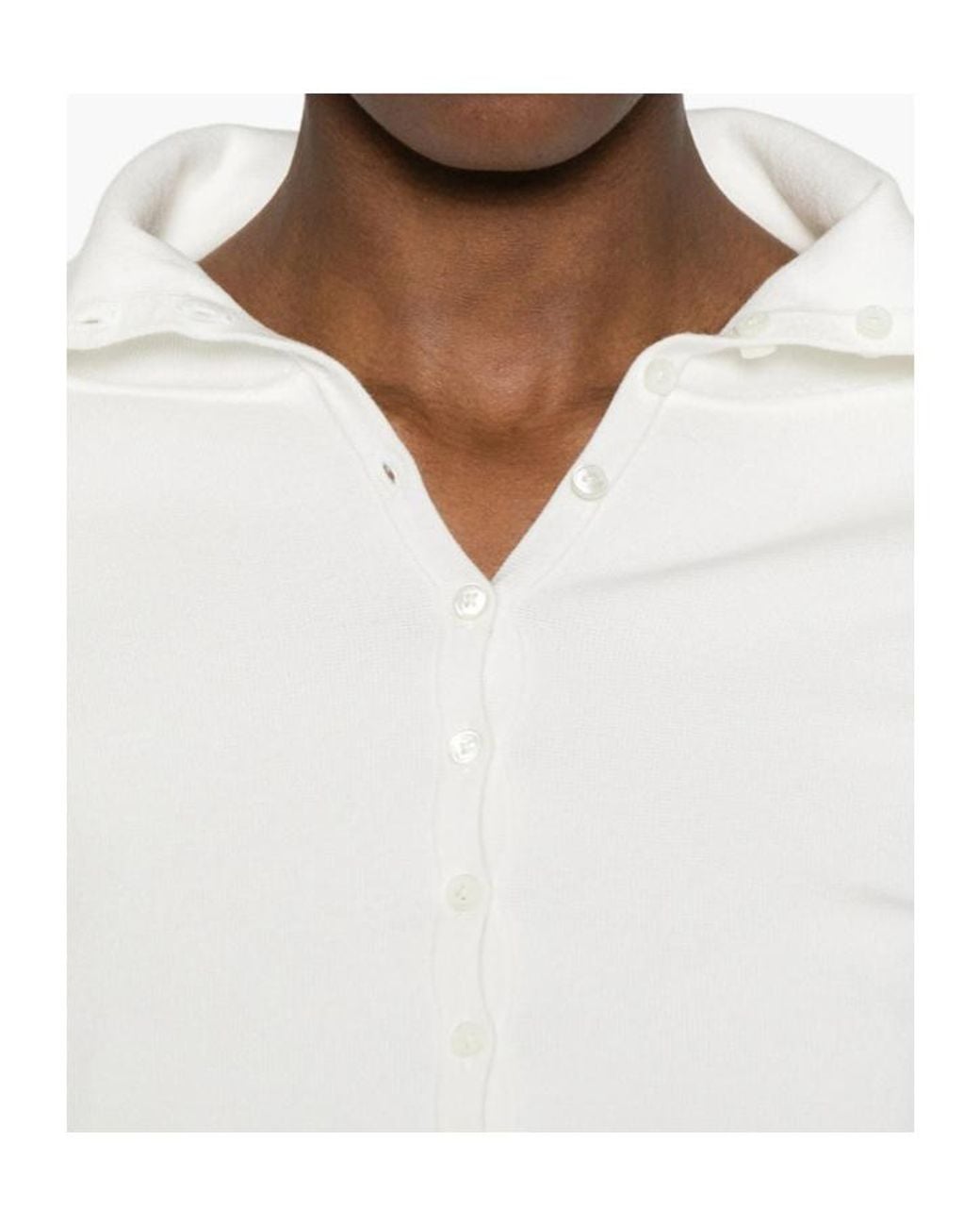 Totême White Totême Buttoned High-Neck Knitted Cardigan